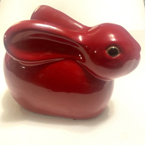 Red Ceramic Rabbit Figurine - Picture 2 of 8